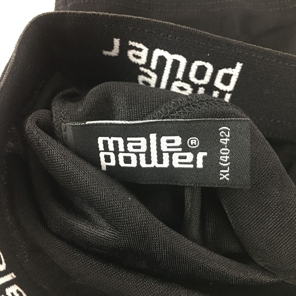 Male Power #156-095 Rib Slinky Panel Short, Men's Size XL - Black - Picture 4 of 6